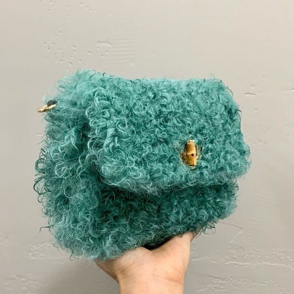 Handmade Genuine Curly Shearling Turn-lock Clutch/Shoulder Bag/Crossbody - Picture 9 of 14